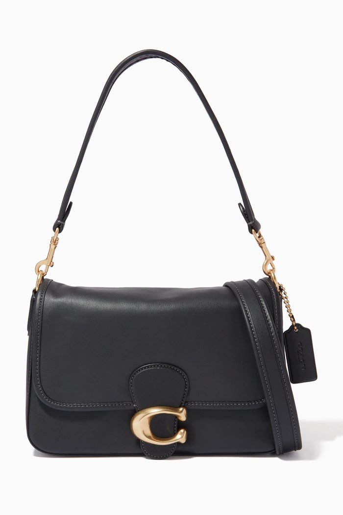 Soft Tabby Shoulder Bag in Leather, Black