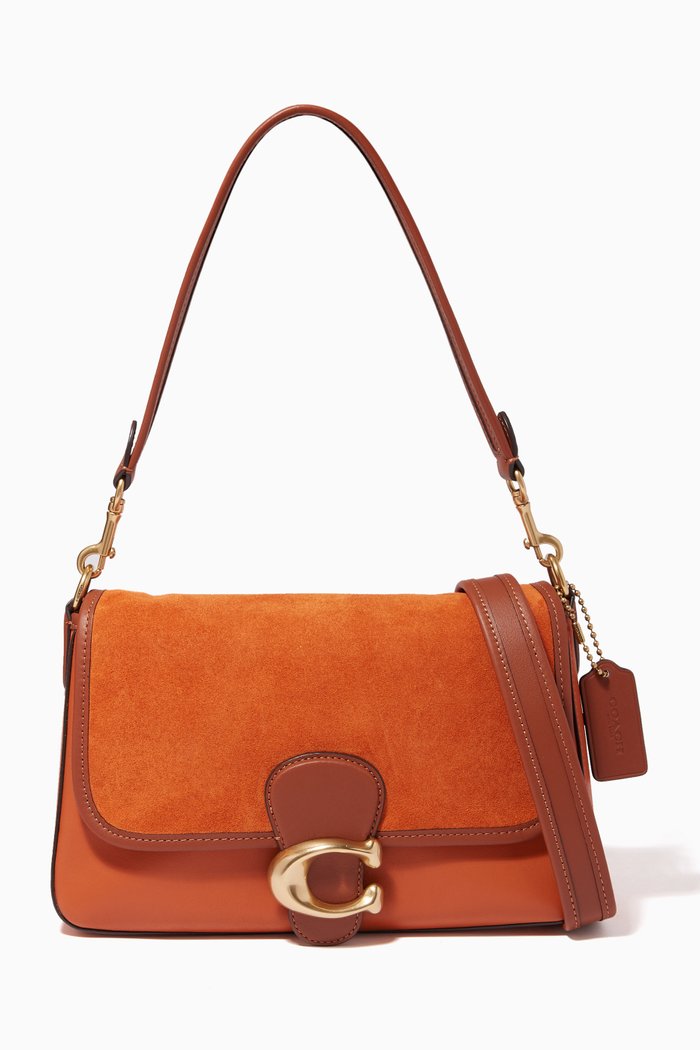 

Soft Tabby Shoulder Bag in Mix Leather, Red