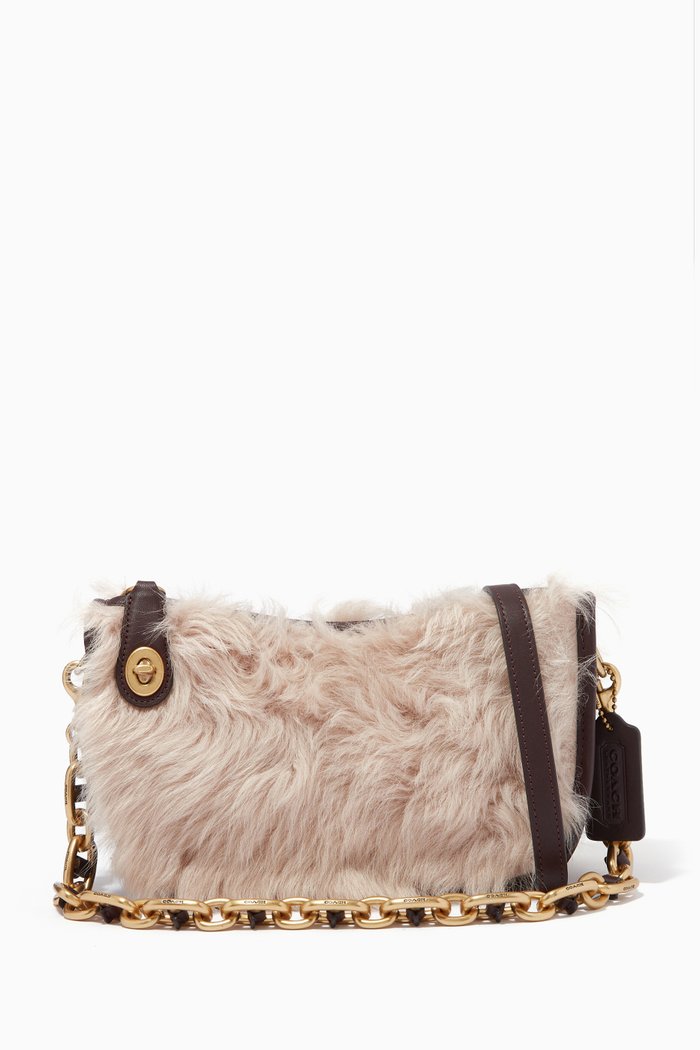 

Swinger Bag in Shearling & Leather, Burgundy