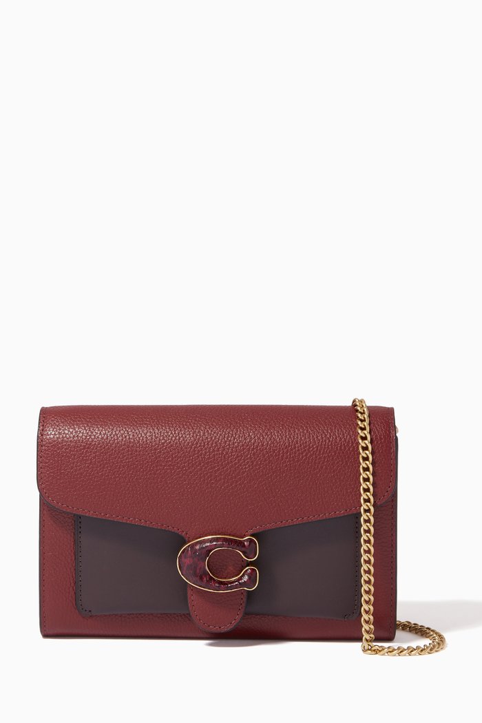 

Tabby Chain Clutch with Snakeskin Detail in Colour-block, Red