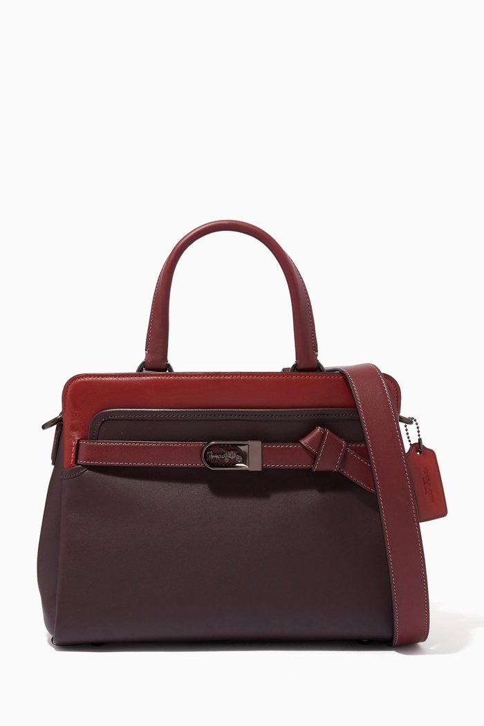 

Tate Carryall 29 Bag in Colourblock Leather, Burgundy