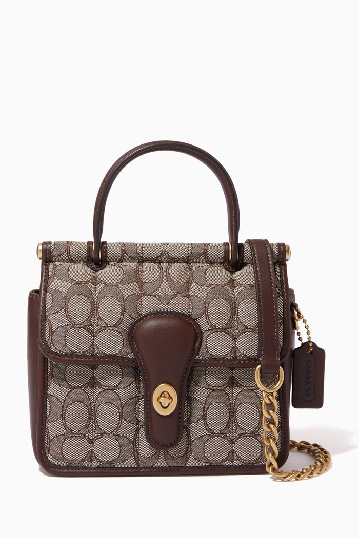 

Willis Top Handle 18 with Quilting in Signature Jacquard, Brown