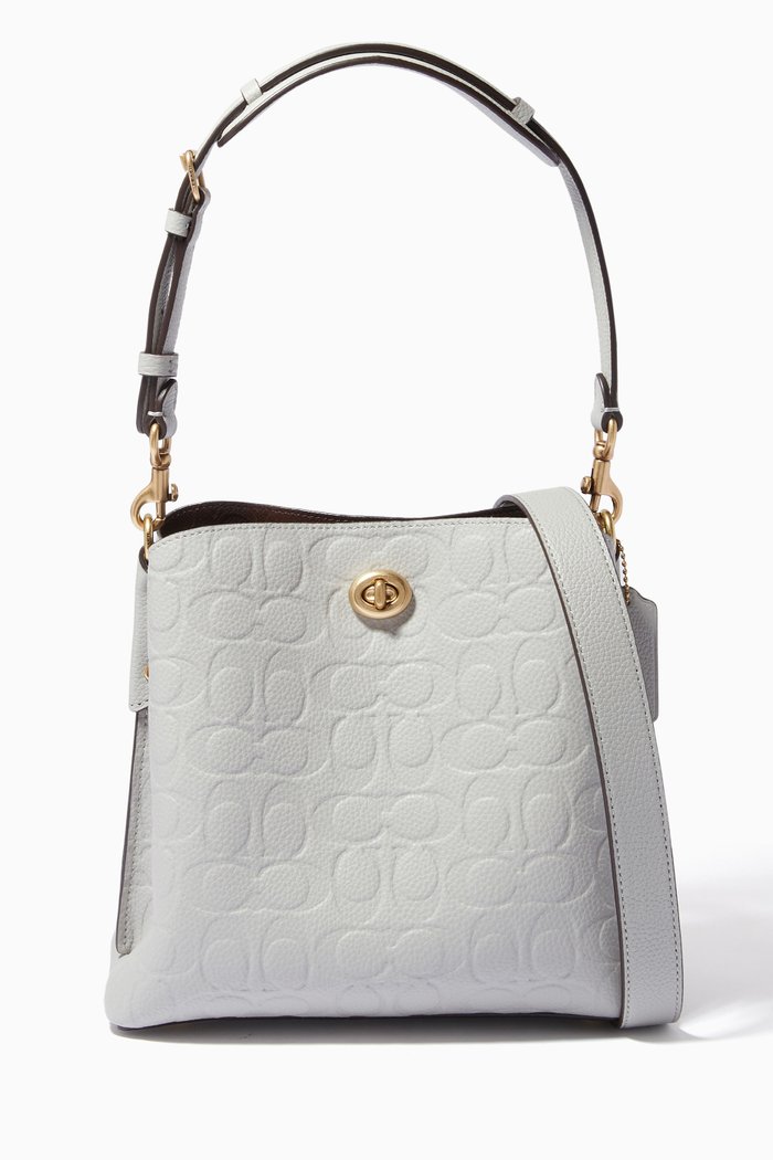 

Willow Bucket Bag in Signature Embossed Leather, Grey
