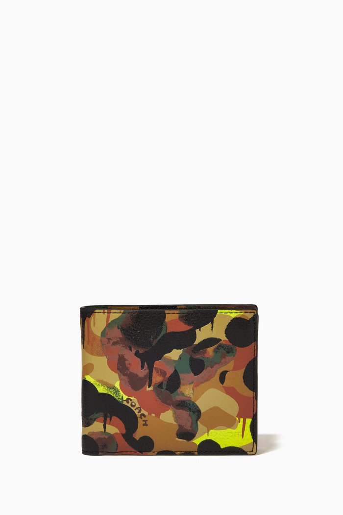 

3-in-1 Wallet in Camo Print Leather, Multicolour