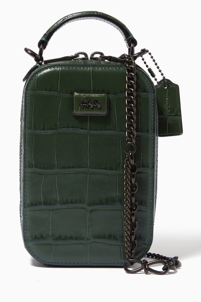 

Alie Camera Bag in Crocodile-embossed Leather, Green