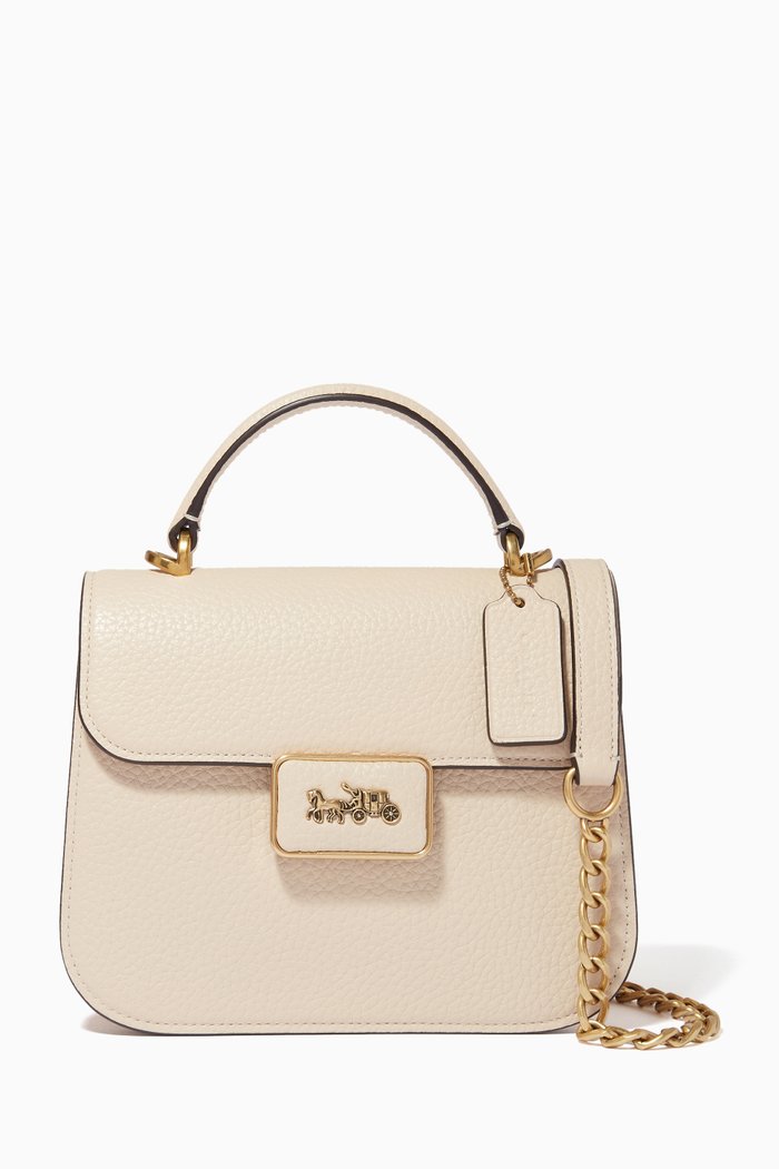 Alie Top Handle Bag in Leather, Neutral