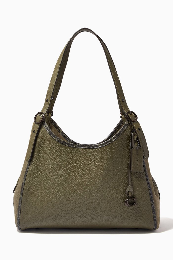 

Lori Shoulder Bag with Snakeskin Detail, Green