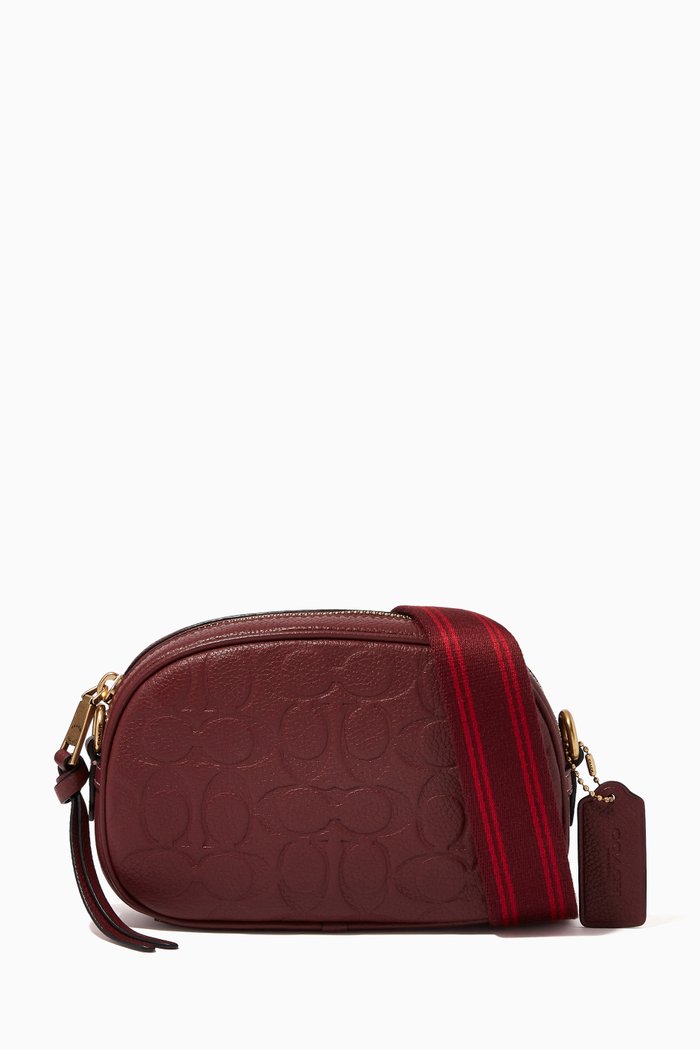 

Camera Crossbody Bag in Signature Embossed Leather, Red