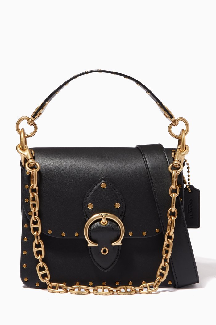 

Beat Shoulder Bag 18 with Rivets in Leather, Black