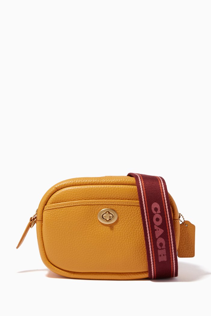 

Camera Bag with Webbing Strap in Pebble Leather, Yellow