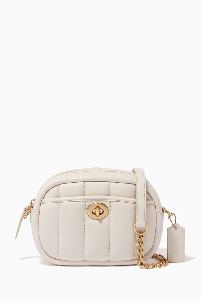 

Small Camera Bag with Quilting in Nappa, White