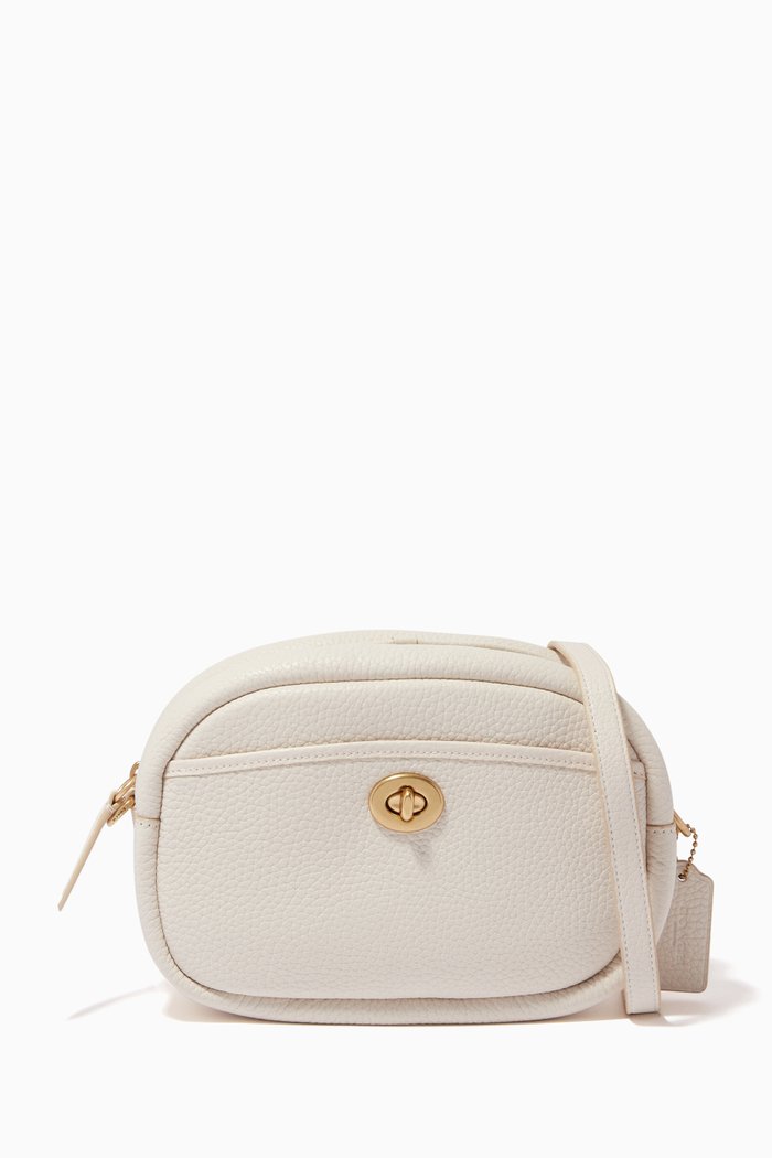 

Camera Bag in Pebble Leather, White