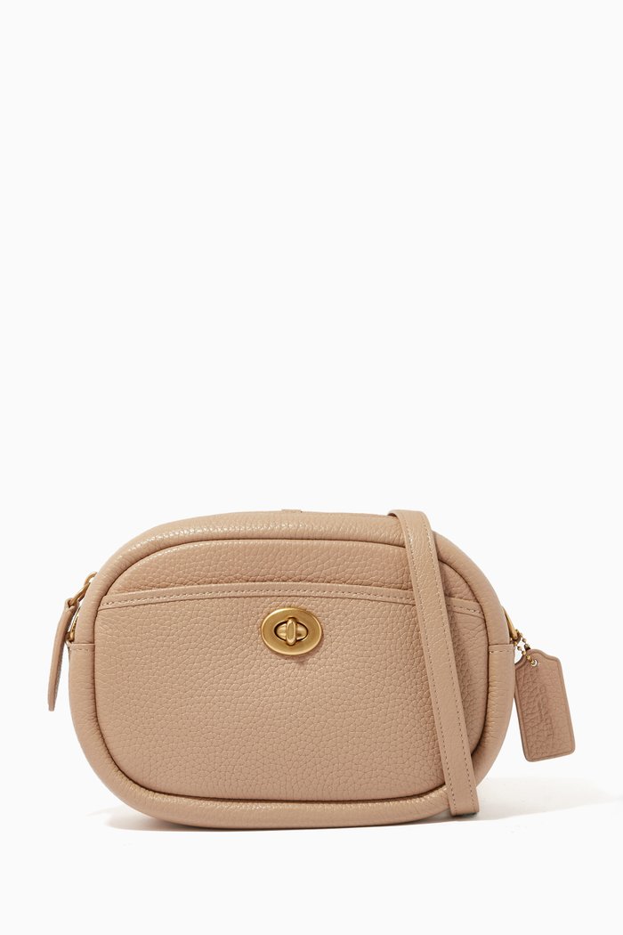 

Camera Bag in Pebble Leather, Brown