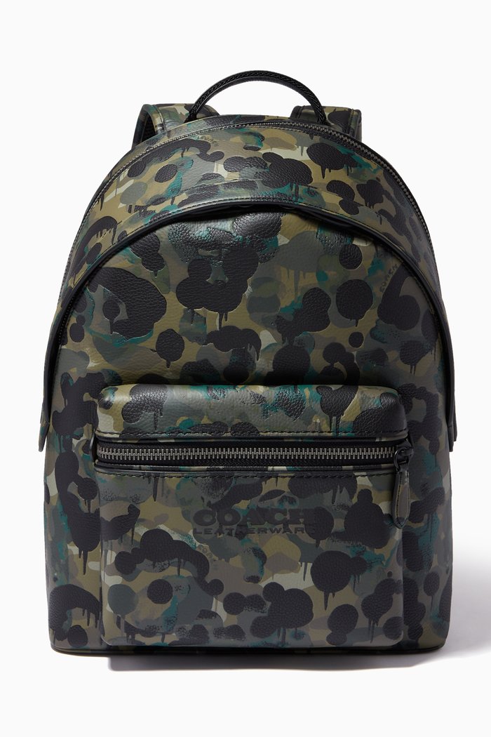 

Charter Backpack in Camo Print Leather, Multicolour