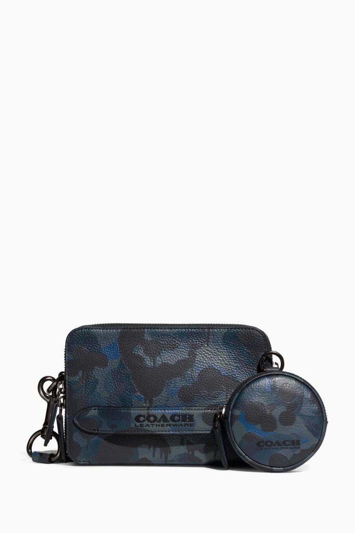 

Charter Crossbody with Hybrid Pouch in Camo Print Leather, Blue