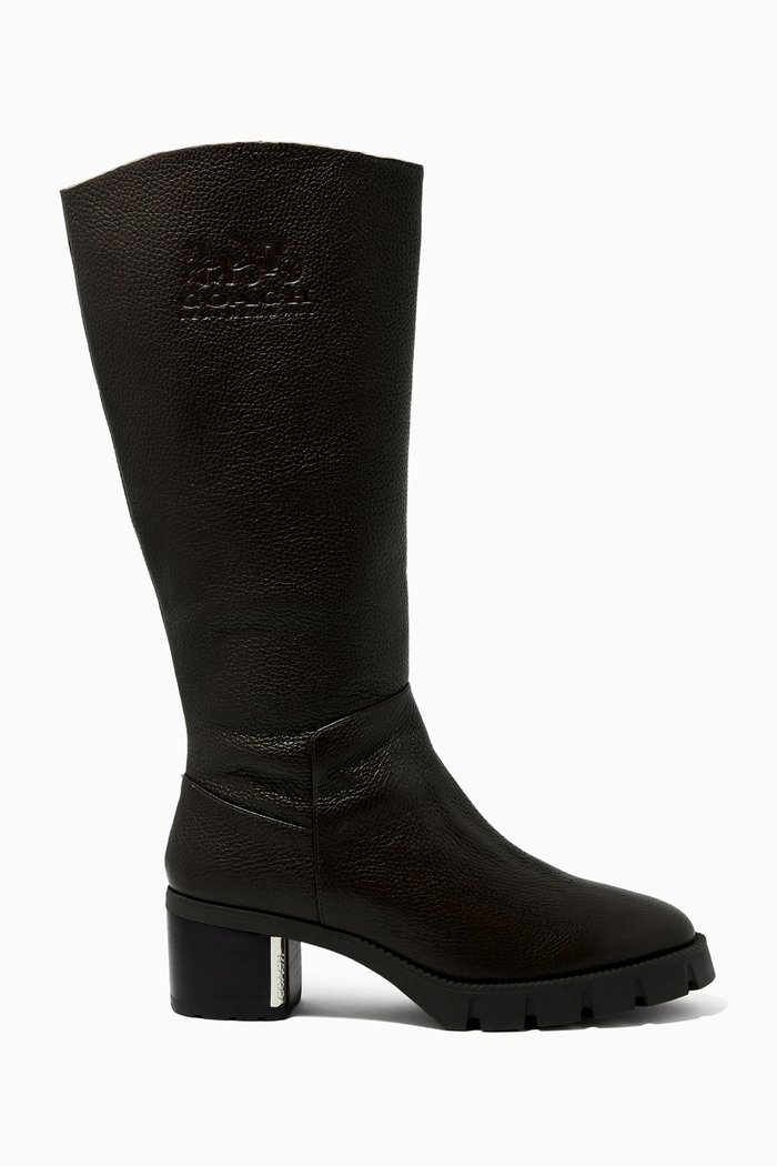 

Cindy Knee High Boots in Leather, Black