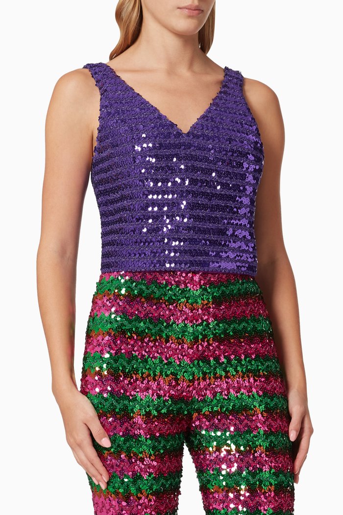 

Tank Top in Sequin Embroidery, Purple