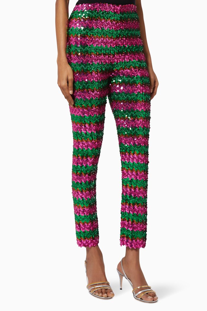 

Tapered Pants in Sequin Embroidery, Multicolour