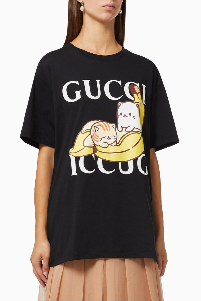 

Bananya © Print T-shirt in Cotton Jersey, Black