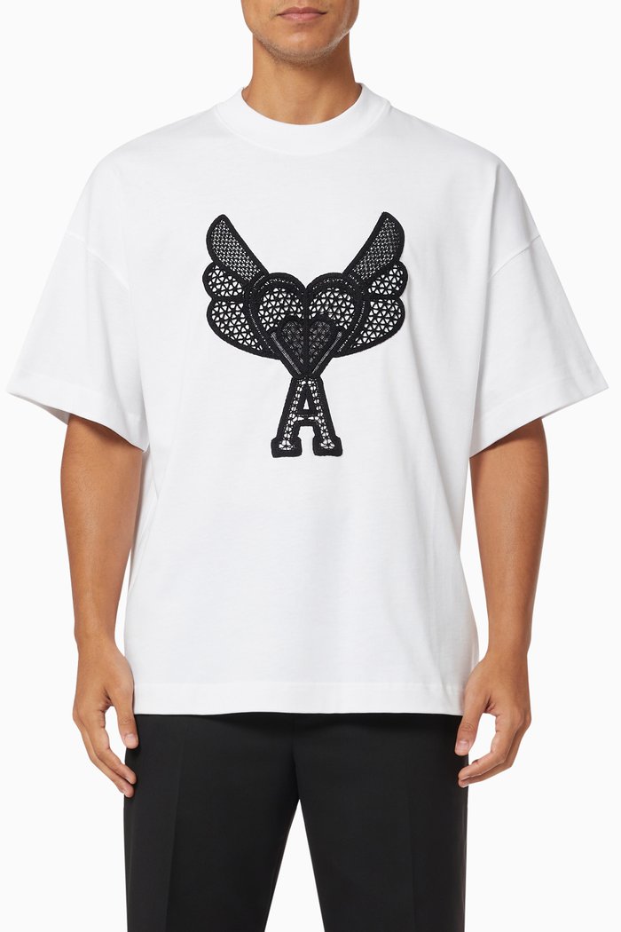 

Ami de Coeur Macramé T-shirt in Organic Cotton Jersey, White