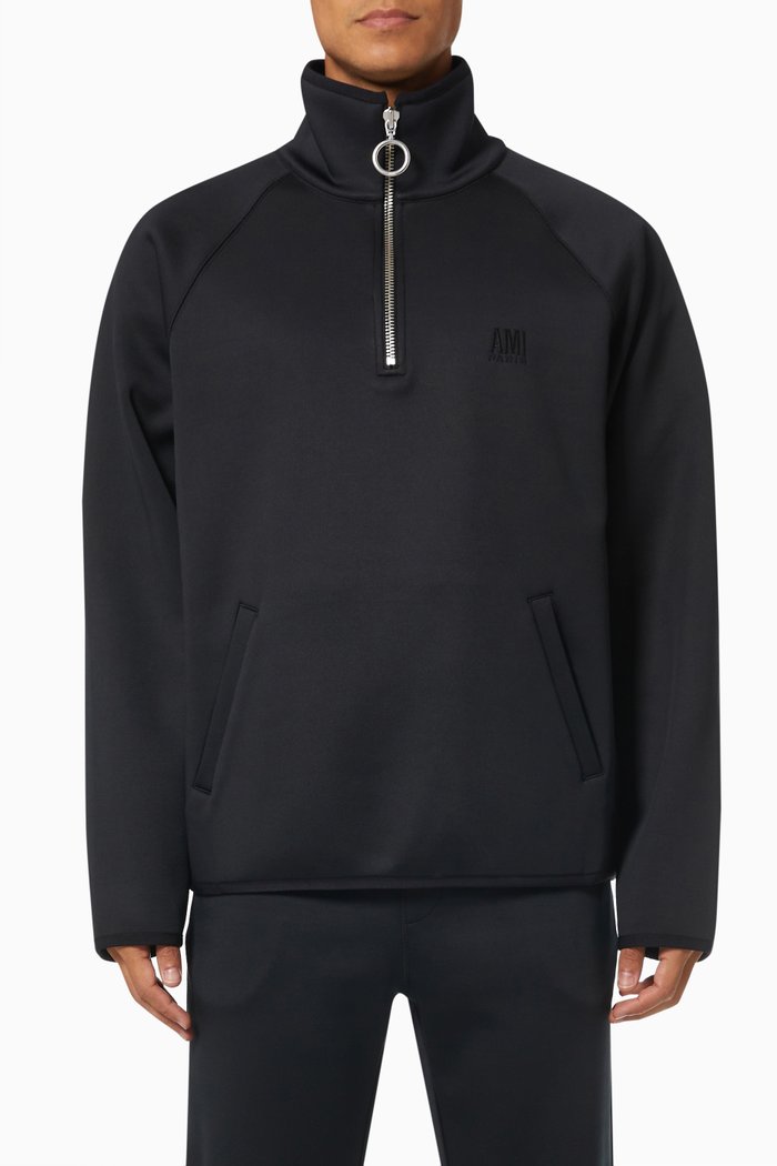 

Ami Paris Embroidered Sweatshirt in Recycled Technical Interlock, Black