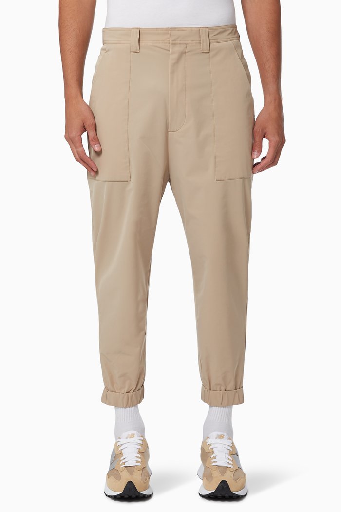 

Elasticated Cuff Pants in Polyester Canvas, Neutral