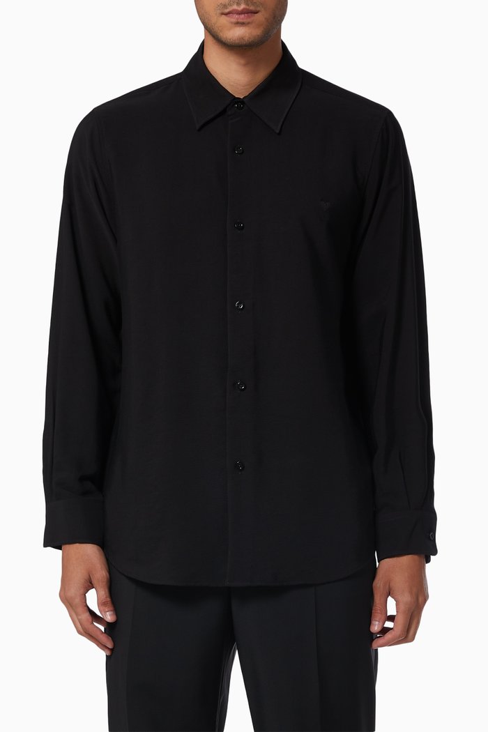 Summer Fit Ami De Coeur Shirt in Viscose Twill, Black