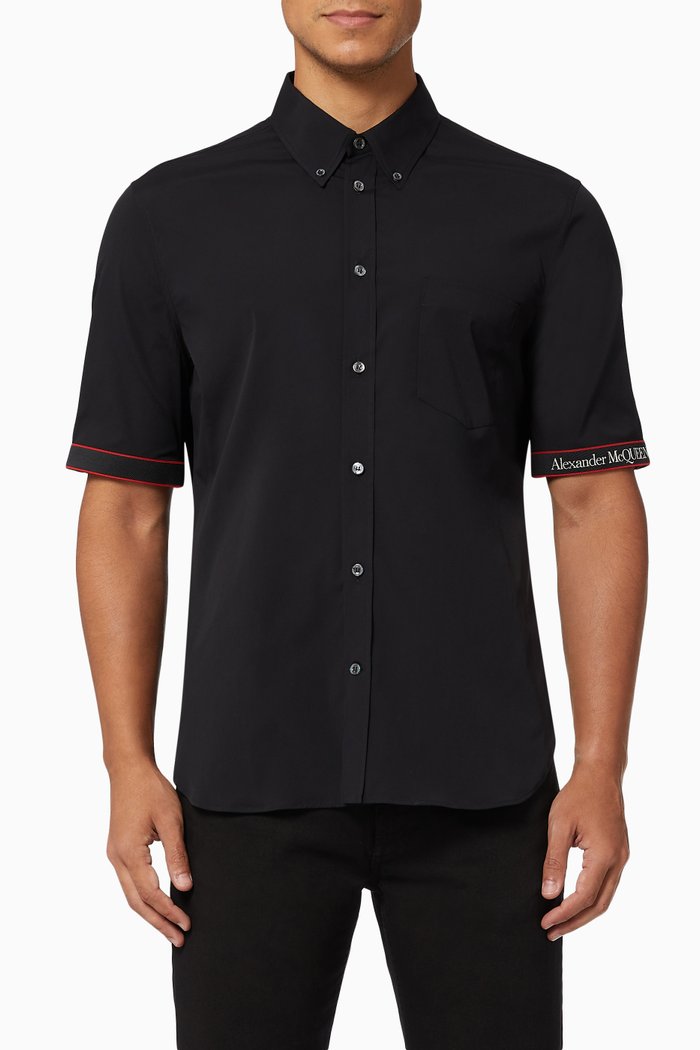 

Selvedge Tape Shirt in Stretch Poplin, Black