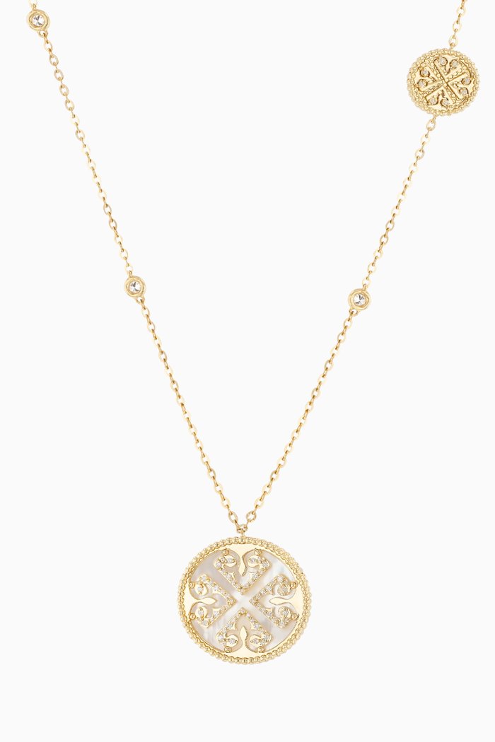 

Lace Necklace with Mother of Pearl & Diamond in 18kt Yellow Gold