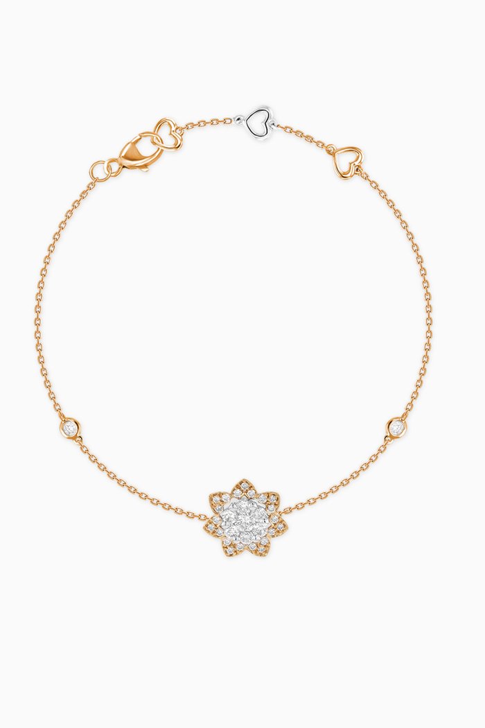 

Heart to Heart Star Flower with Diamonds in 18kt Gold, Yellow