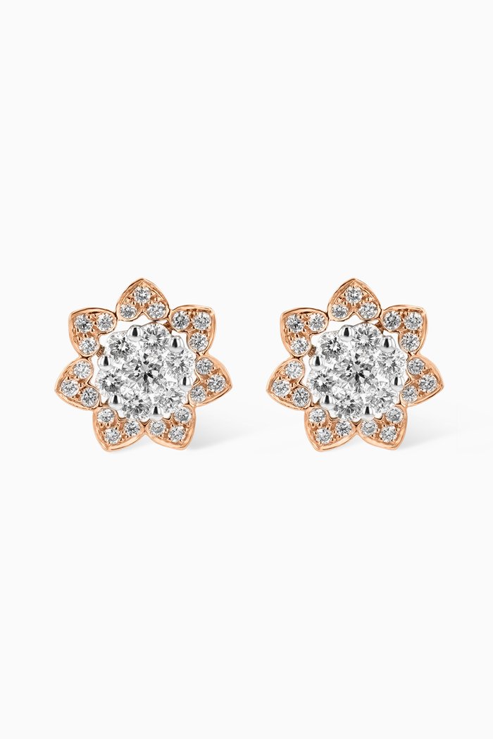 

Heart to Heart Star Flower Earrings with Diamonds in 18kt Gold, White