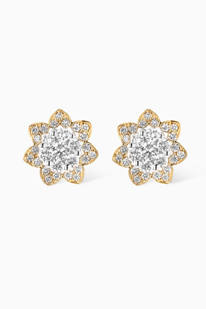 

Heart to Heart Star Flower Earrings with Diamonds in 18kt Gold, Yellow