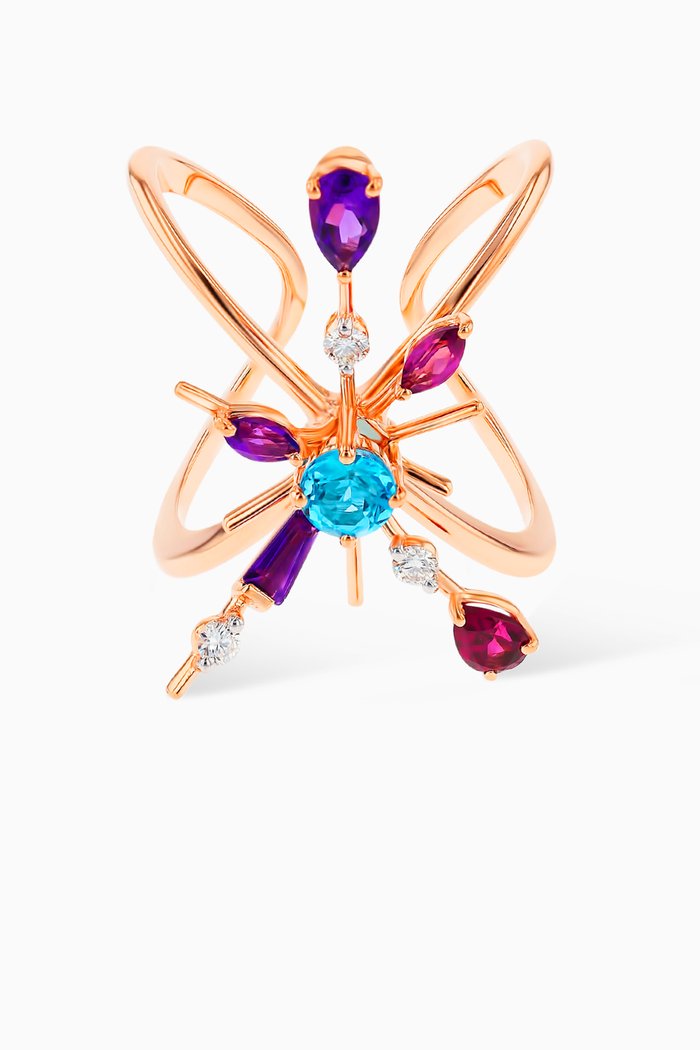 

Fireworks Aerial Semi Precious Nail Ring in 18kt Rose Gold