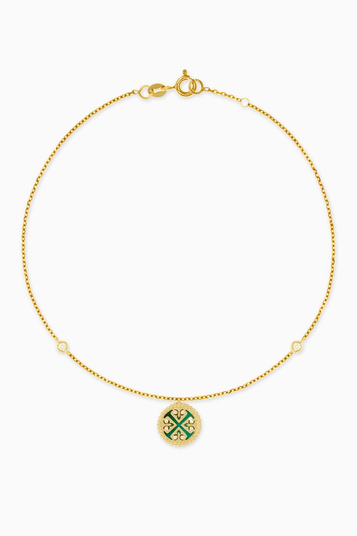 

Lace Anklet with Malachite & Diamond in 18kt Yellow Gold