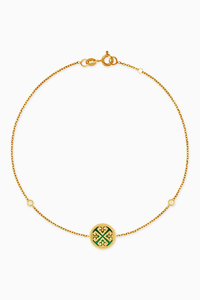 

Lace Bracelet with Malachite & Diamond in 18kt Yellow Gold