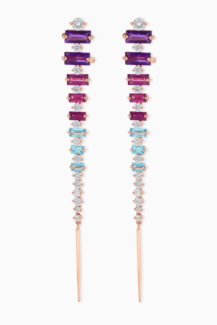 

Fireworks Firefly Semi Precious Dangling Earrings in 18kt Rose Gold