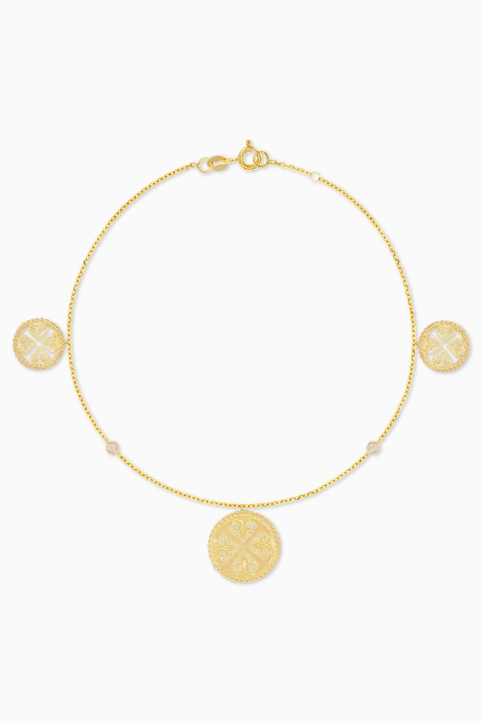 

Lace Bracelet with Mother of Pearl & Diamond in 18kt Yellow Gold