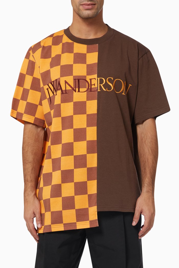 Checkerboard Patchwork T-shirt in Jersey, Yellow