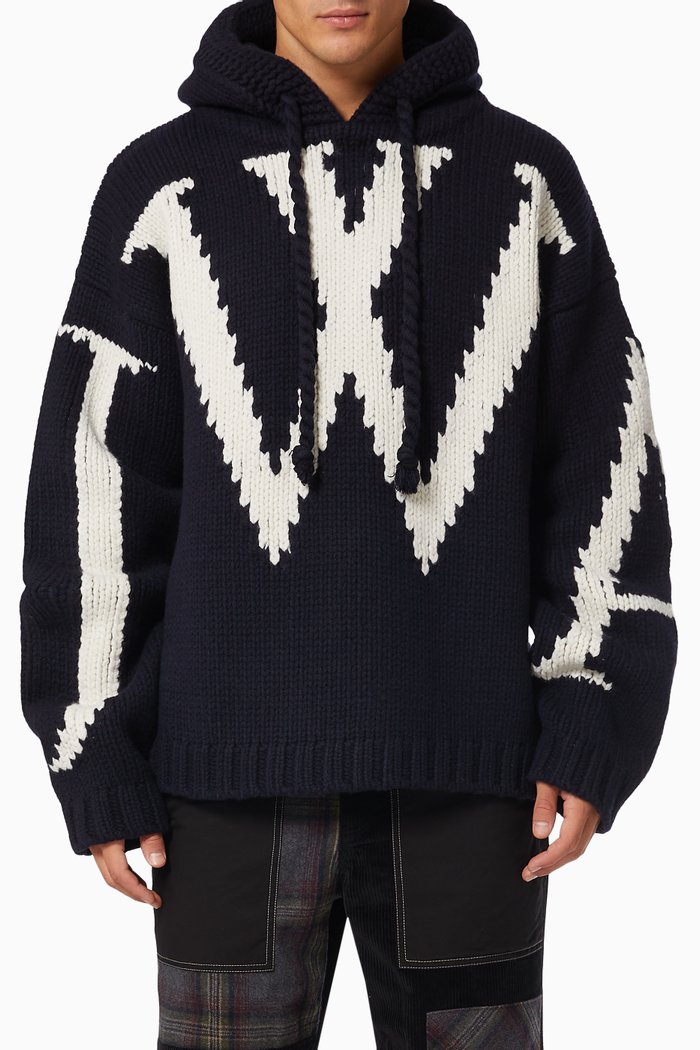 

JWA Chunky Hoodie in Lambswool, Blue