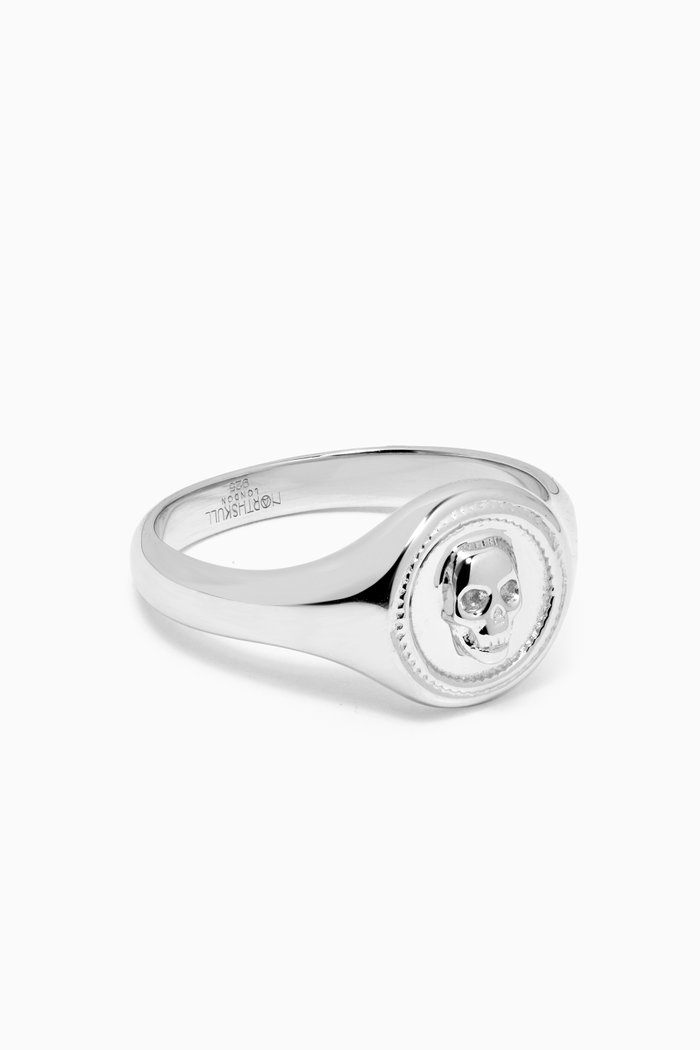 

Atticus Skull Seal Pinky Ring in Sterling Silver