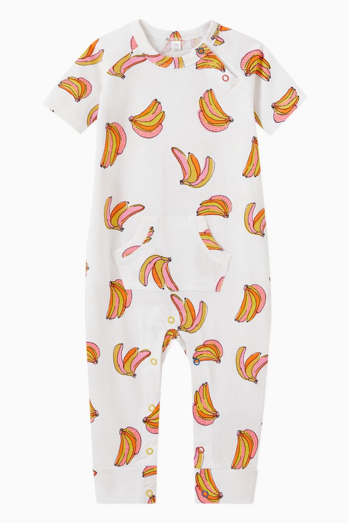 

Banana Print Sleepsuit in Jersey, White
