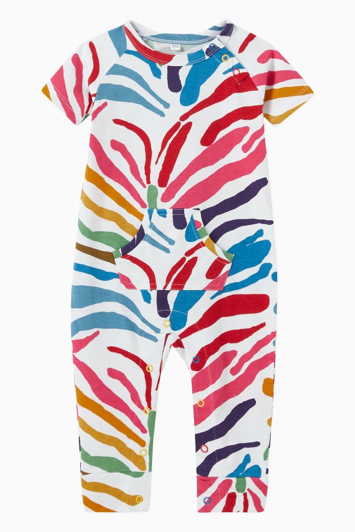 

Zebra Print Bodysuit in Organic Cotton Jersey, Multicolour