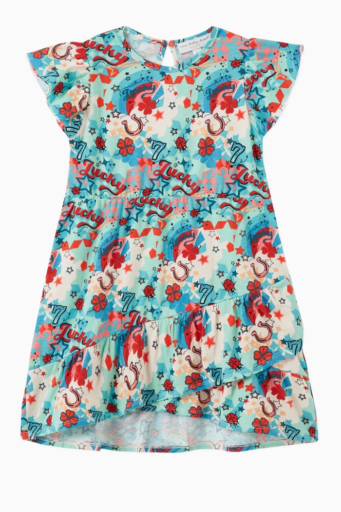 

Lucky Print Dress in Cotton, Multicolour