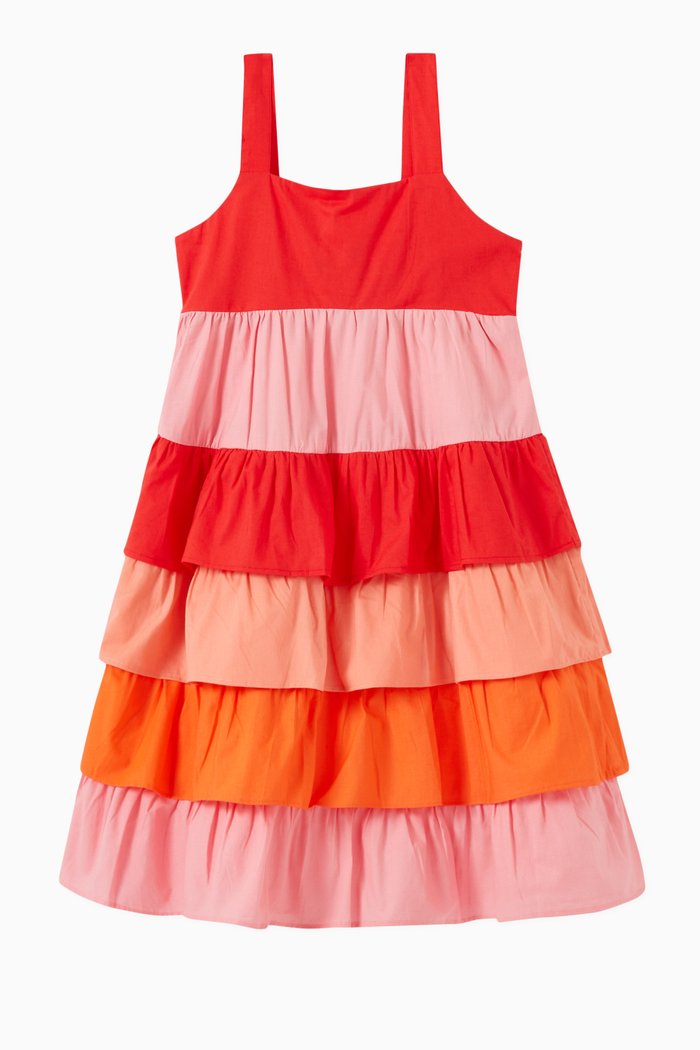 Sunrise Tiered Dress in Cotton, Multicolour