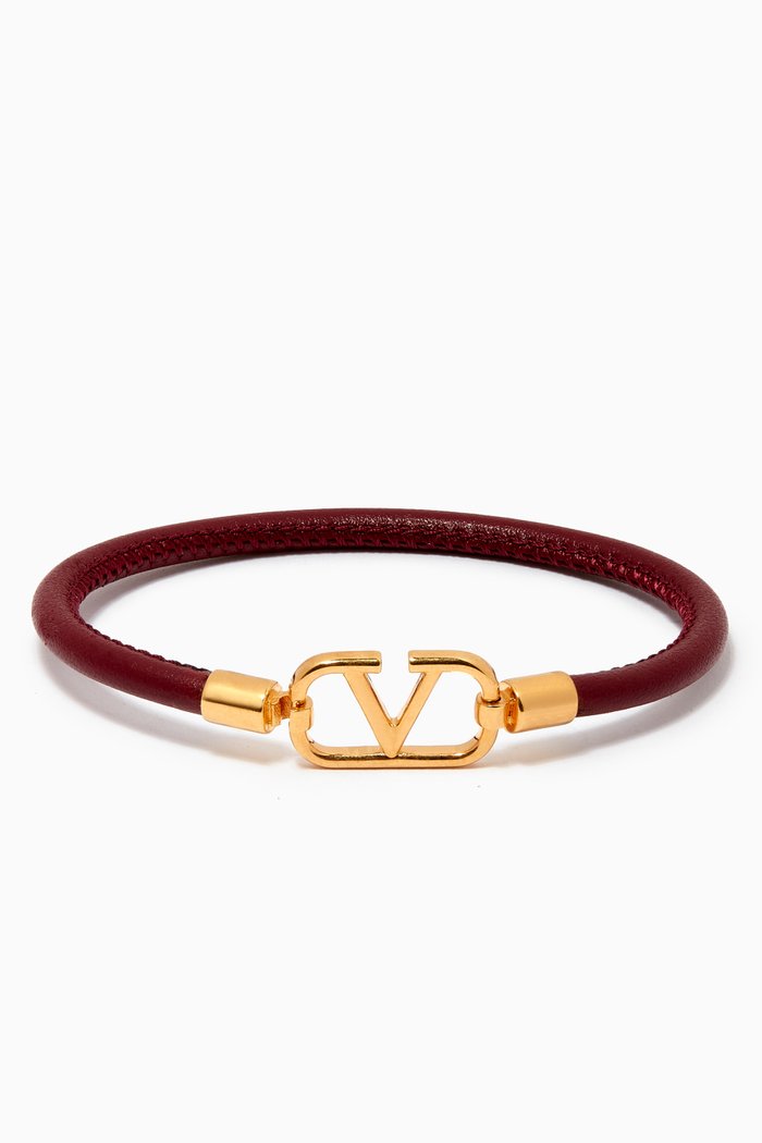 

Valentino Garavani VLOGO Signature Bracelet in Leather, Burgundy