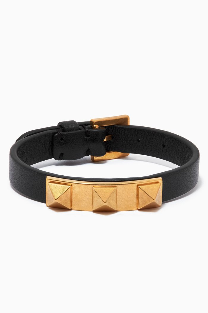 

Valentino Garavani Rockstud Bracelet in Leather, Black
