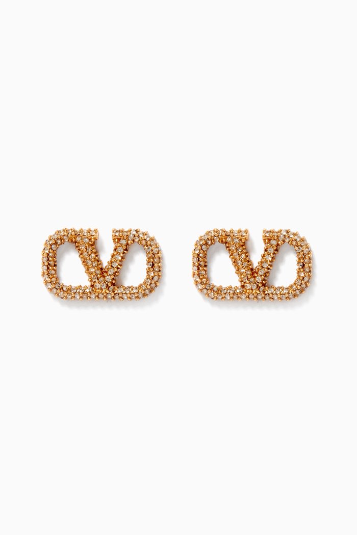 

Valentino Garavani VLogo Signature Earrings with Swarovski® Crystals in Metal, Gold