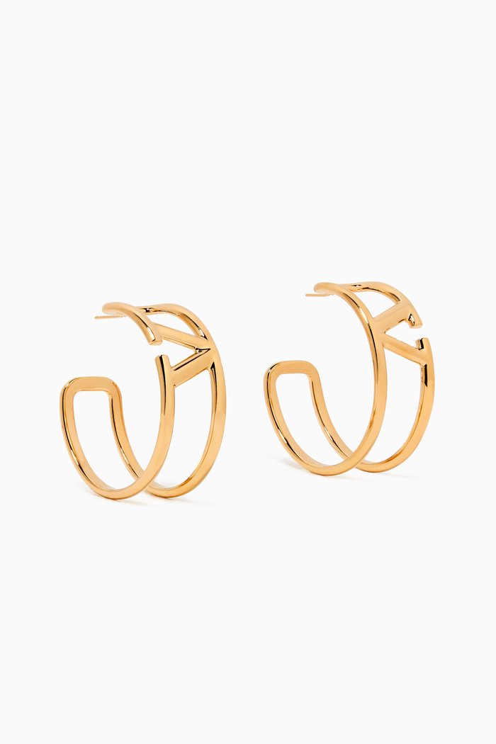 

Valentino Garavani VLOGO Hoop Earrings in Metal, Gold