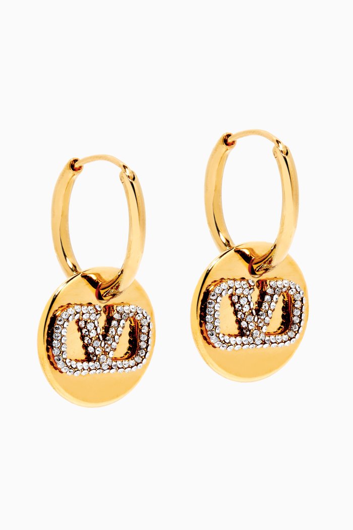 

Valentino Garavani VLogo Signature Strass Pendant Earrings in Metal, Gold