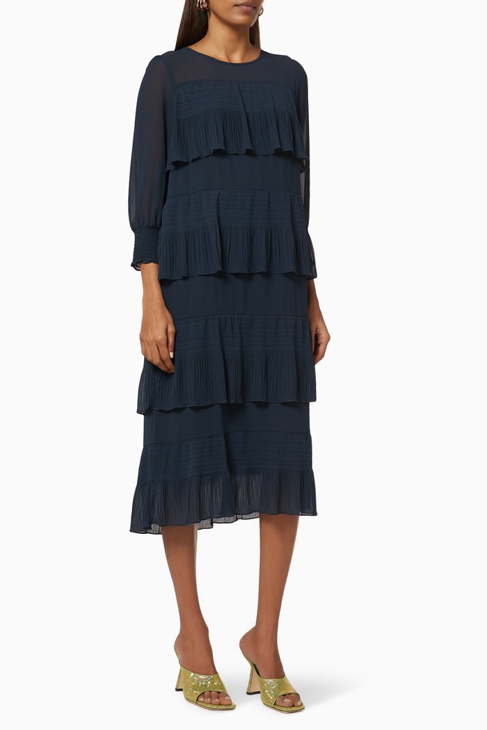 Yasbodil Midi Dress in Crepe, Blue